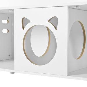 Furniture Style Cat Cabinet Cat Litter Box With Sisal Scratching Door - Cream White