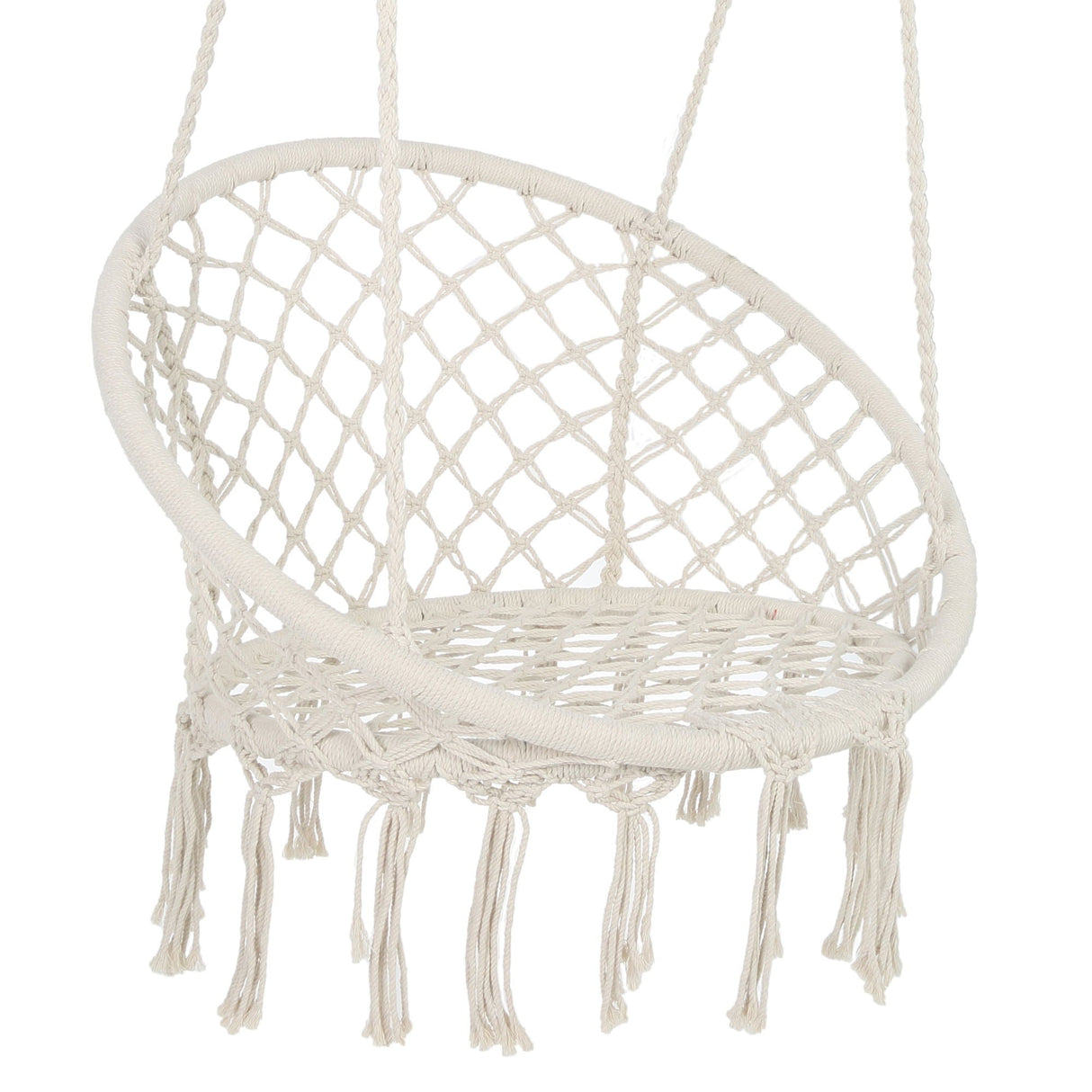 Macrame Hanging Hammock Chair, Rope Swing For Indoor And Outdoor Use