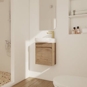 Soft Close Doors Bathroom Vanity With Sink, 16 Inch
