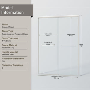 Double Sliding Semi-Frameless Shower Door with Tempered Glass