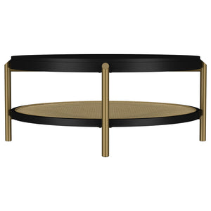 Arini Round Coffee Table With Storage Shelf Black