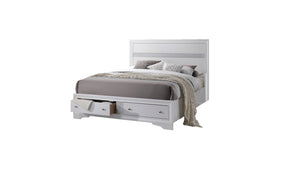 Traditional Style Queen 4-Pc Storage Bedroom Set Made with Wood in White