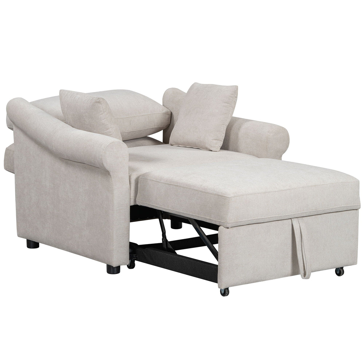 Convertible Sleeper Chair With Adjustable Backrest, 3 In 1 Lounger Chair Turns Into Bed, Single Bed For Living Room
