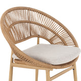 Cyril Outdoor Wicker Papasan Style Dining Chairs with Teak Legs - Set of 2