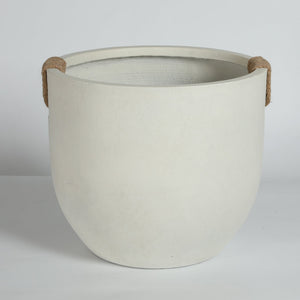 Round Concrete Planter Set of 2, Large Handmade Off White Pots