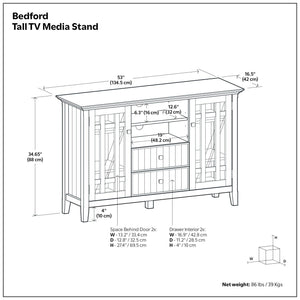 Bedford - Handcrafted Tall TV Media Stand
