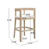 Modern Rubberwood Bar Stool Set with Upholstered Seats