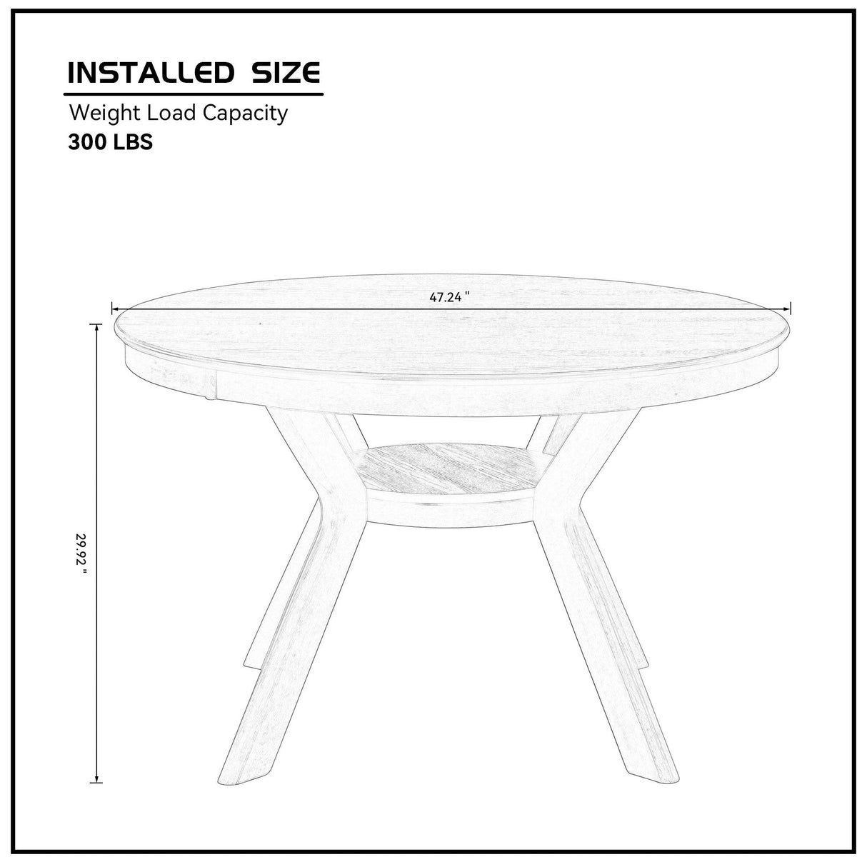 Modern Round Rubber Wood Dining Table for 4-6