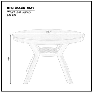 Modern Round Rubber Wood Dining Table for 4-6