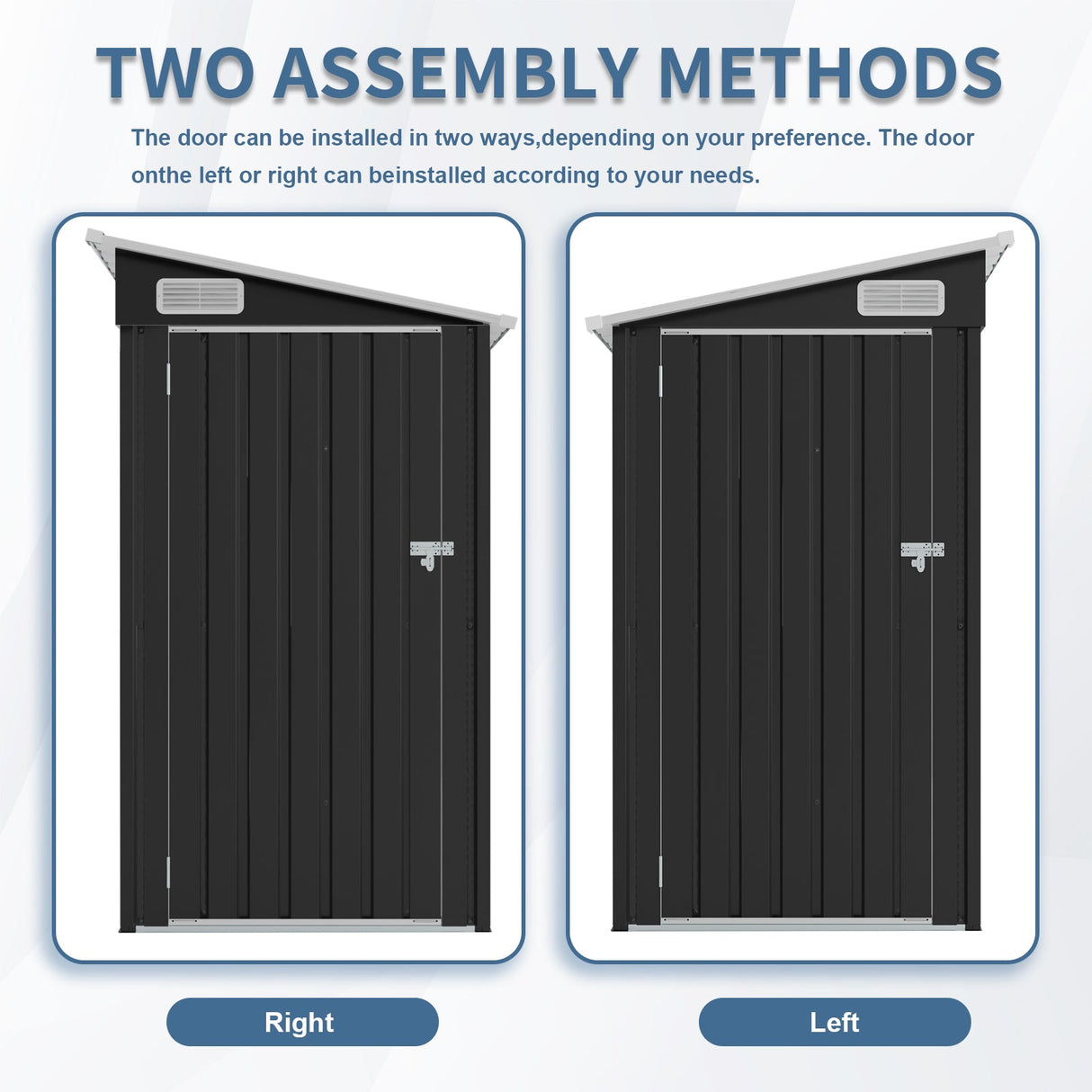 4 x 8 Ft Galvanized Steel Outdoor Storage Shed with 3 Access Doors