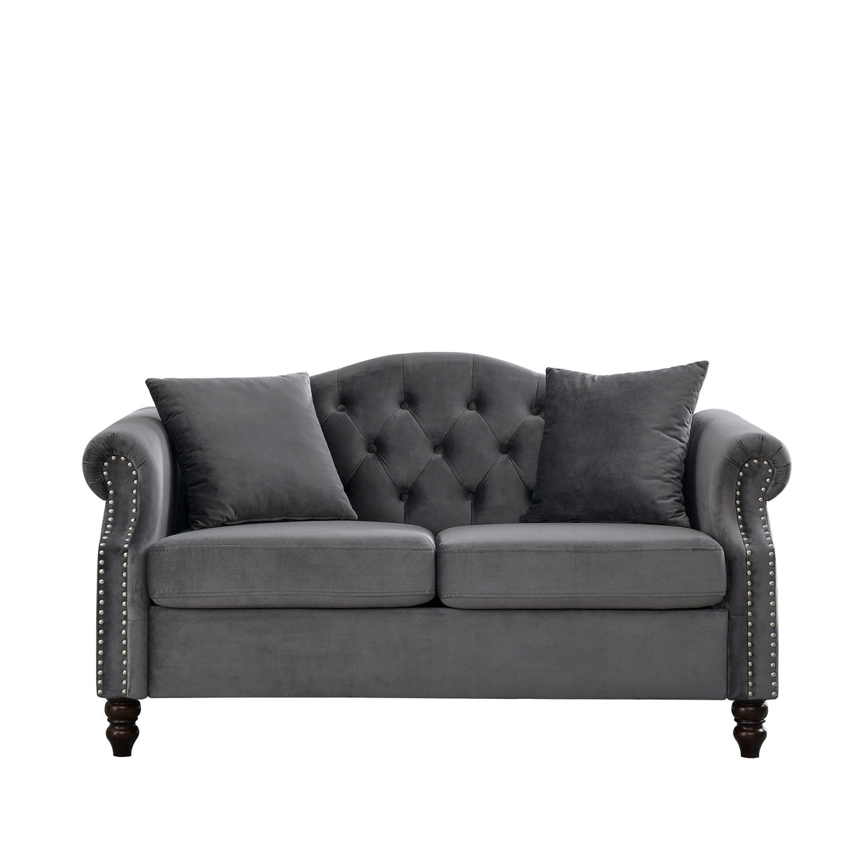 2 Seater Chesterfield Sofa With Rolled Arms And Nailhead Trim For Living Room