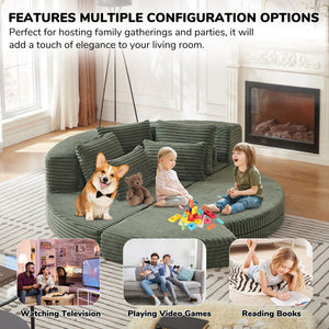 Semi Circular 2 In 1 Sofa Bed With Neck Pillow And Throw Pillows