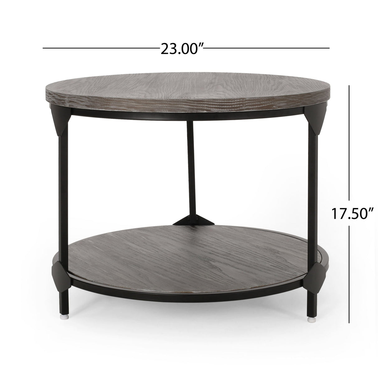 Coffee Table with Wood Patterned Tabletop and Iron Frame - Gray