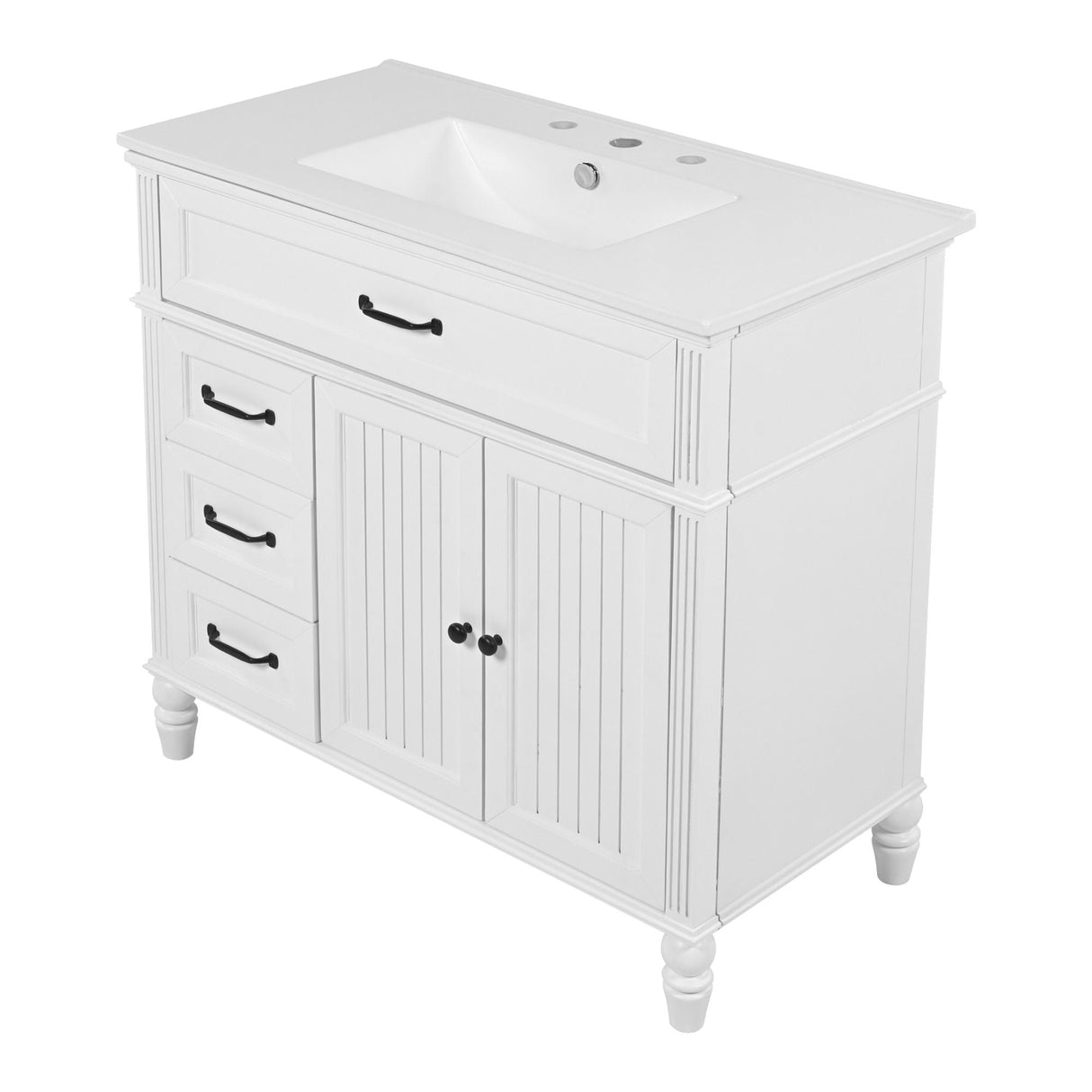 Bathroom Vanity With Sink, 2 Doors 2 Drawers, Freestanding Design
