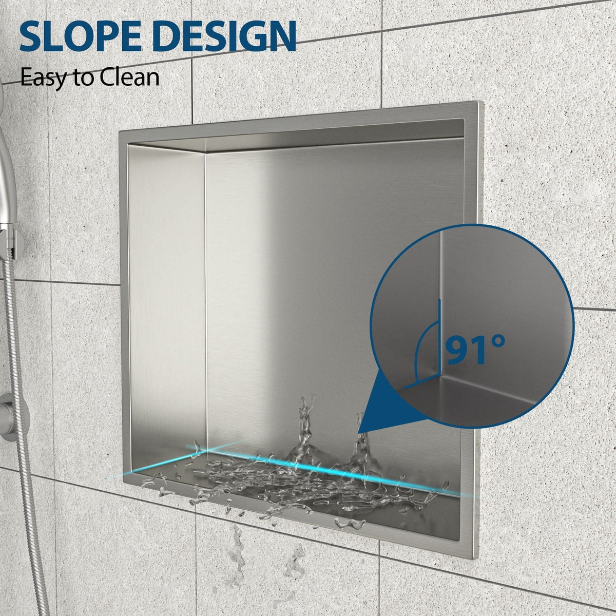 Stainless Steel Shower Niche With Seamless Design For Bathroom Storage