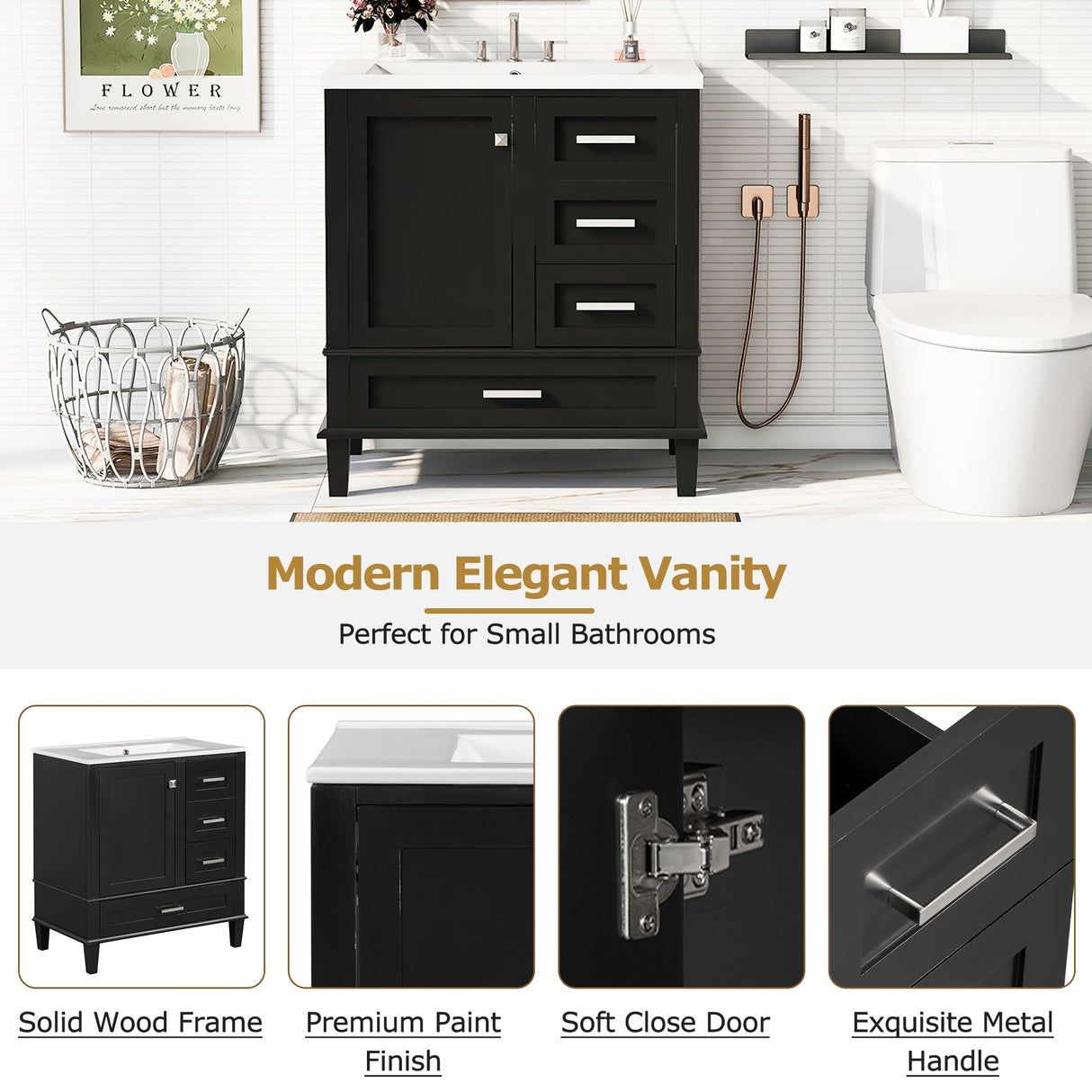 30" Bathroom Vanity with Sink Combo Set