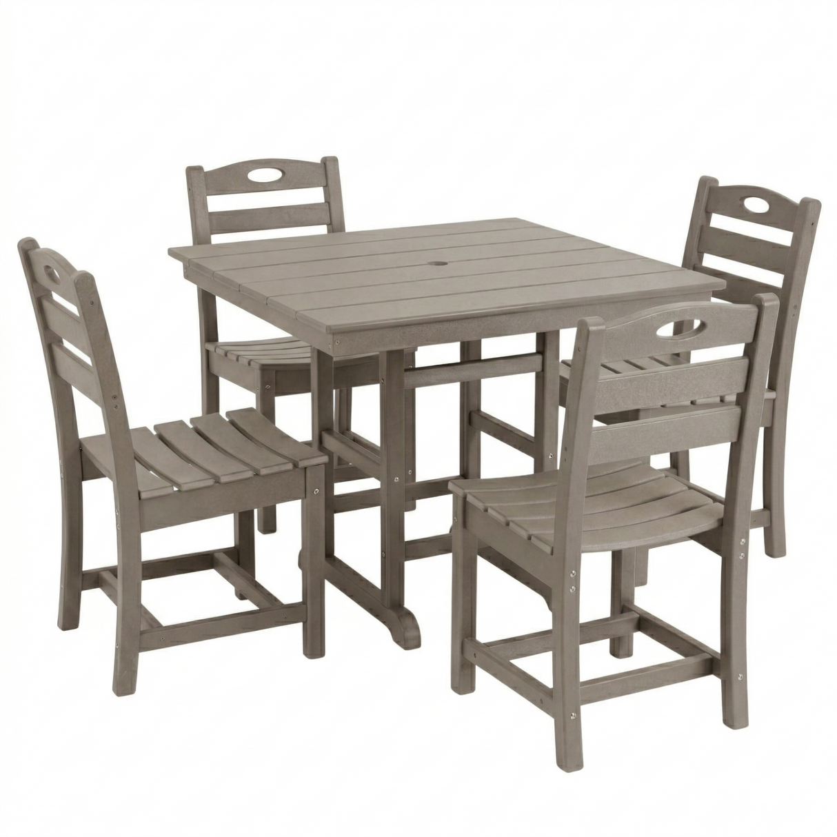 Antique Wood Color HDPE 5-Piece Outdoor Patio Dining Set