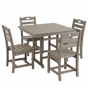 Antique Wood Color HDPE 5-Piece Outdoor Patio Dining Set
