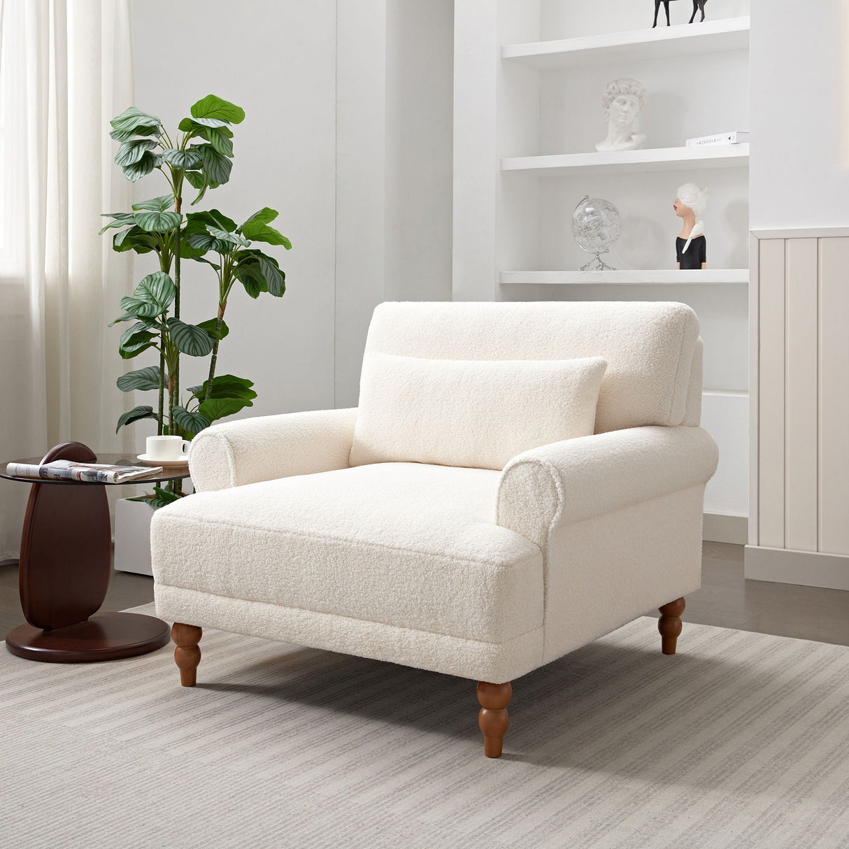 Elegant Circular Armrests Arm Chair with Ergonomic Lumbar Support