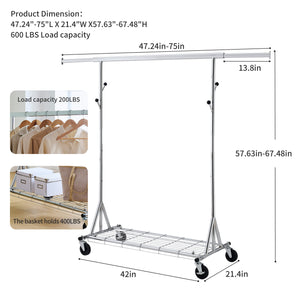 Heavy Duty Rolling Clothes Rack