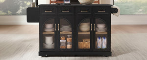 K&K 65" Kitchen Island with Storage & Drop Leaf