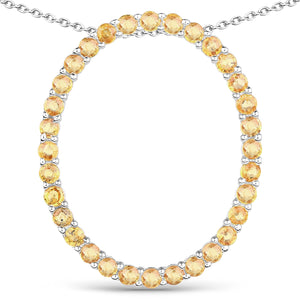 3.84 Carat Genuine Yellow Sapphire .925 Sterling Silver Pendant