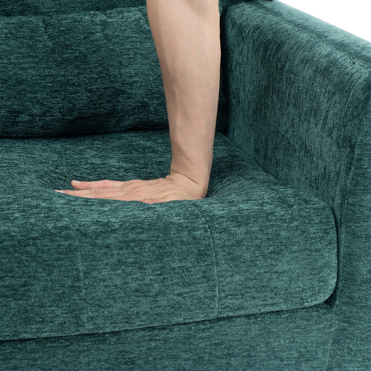 Modern Accent Chair, Arm Chairs For Living Room, Upholstered Mordern Armchair, Comfy Soft Padded Lounge Chair In Small Space, Bedroom, With Pillow, Solid Wood Leg