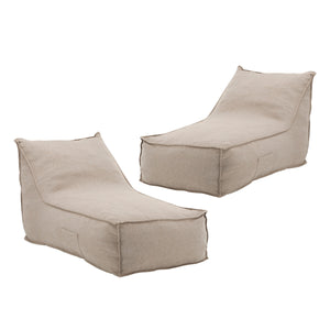 Perry Outdoor Bean Bag Lounge Chair Set of 2 in Beige