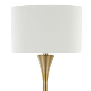 Lenuxe 65" Contemporary Metal Floor Lamp in Gold Metal with White Linen Shade