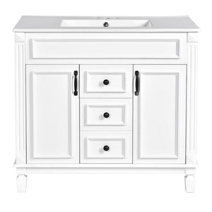 Bathroom Vanity With Top Sink, Basin On Cabinet With 2 Soft Closing Doors And 2 Drawers