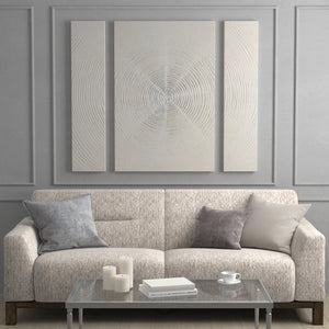 Silver Sand Spiral™ — Hand-Embellished Abstract 3-Piece Canvas Triptych