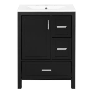 Bathroom Vanity with Sink, Soft-Close Doors & 3 Drawers - White, Black, Green