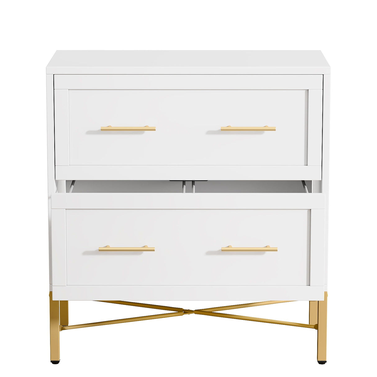 2 Drawer Lateral File Cabinet With Anti Tilt Safety, Filing Storage For Letter / Legal / A4 Files - White