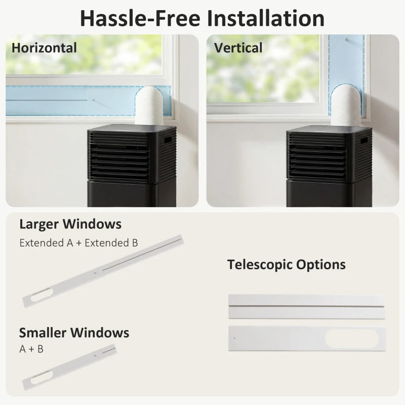 Modern Mobile Air Conditioner with Wheels - Black