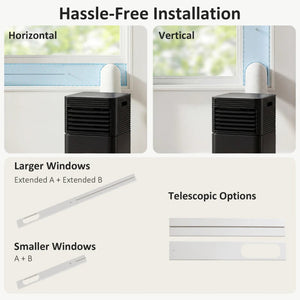 Modern Mobile Air Conditioner with Wheels - Black