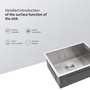 Modern Undermount Stainless Steel Kitchen Sink 16 Gauge, Deep Single Bowl