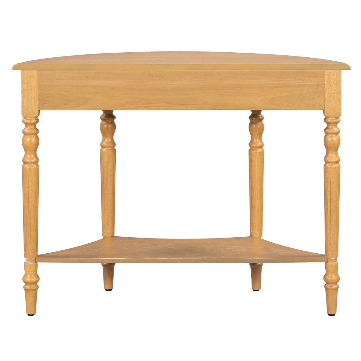 TREXM Farmhouse Half Moon Console Table with Drawer & Shelf