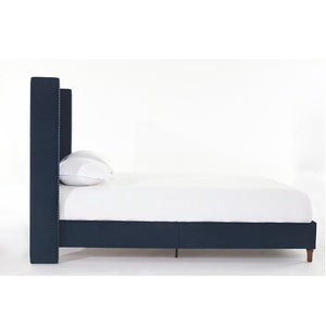 Peyton Upholstered Queen Bed with Blue Velvet