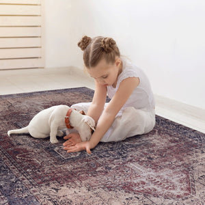 Maval - 8' X 10' Washable Area Rug - Burgundy