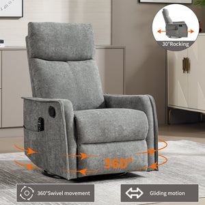 Heat Massage Manual Recliner Chair with Rocker and Swivel