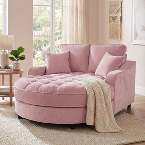 Modern Chaise Lounge Upholstered Sofa Couch With Tufted Seat And Detachable Pillows For Living Room
