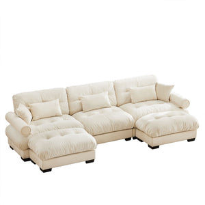 Oversized Modular Sectional Sofa with Movable Ottoman - Fabric, Multiple Colors