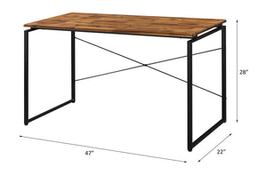 Industrial Style Desk & Bookshelf Set with Solid Wood Top - Silver