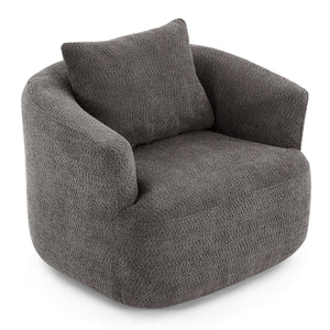 360° Swivel Barrel Sofa Chair With Throw Pillow, Upholstered Accent Chair