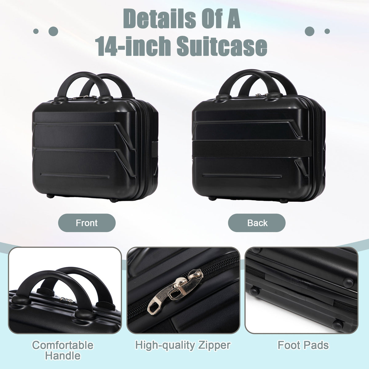 ABS Spinner Wheel Luggage Set with Combination Lock - Black