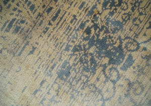7.6x9x10 Charcoal and Gold Modern Ikat Design Handmade Art Silk Area Rug