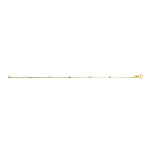 14K Yellow Gold Alternating Red Ruby and White Diamond Bezel Station Chain Bracelet (I-J Color, SI2-I1 Clarity) - 7.5" Inches