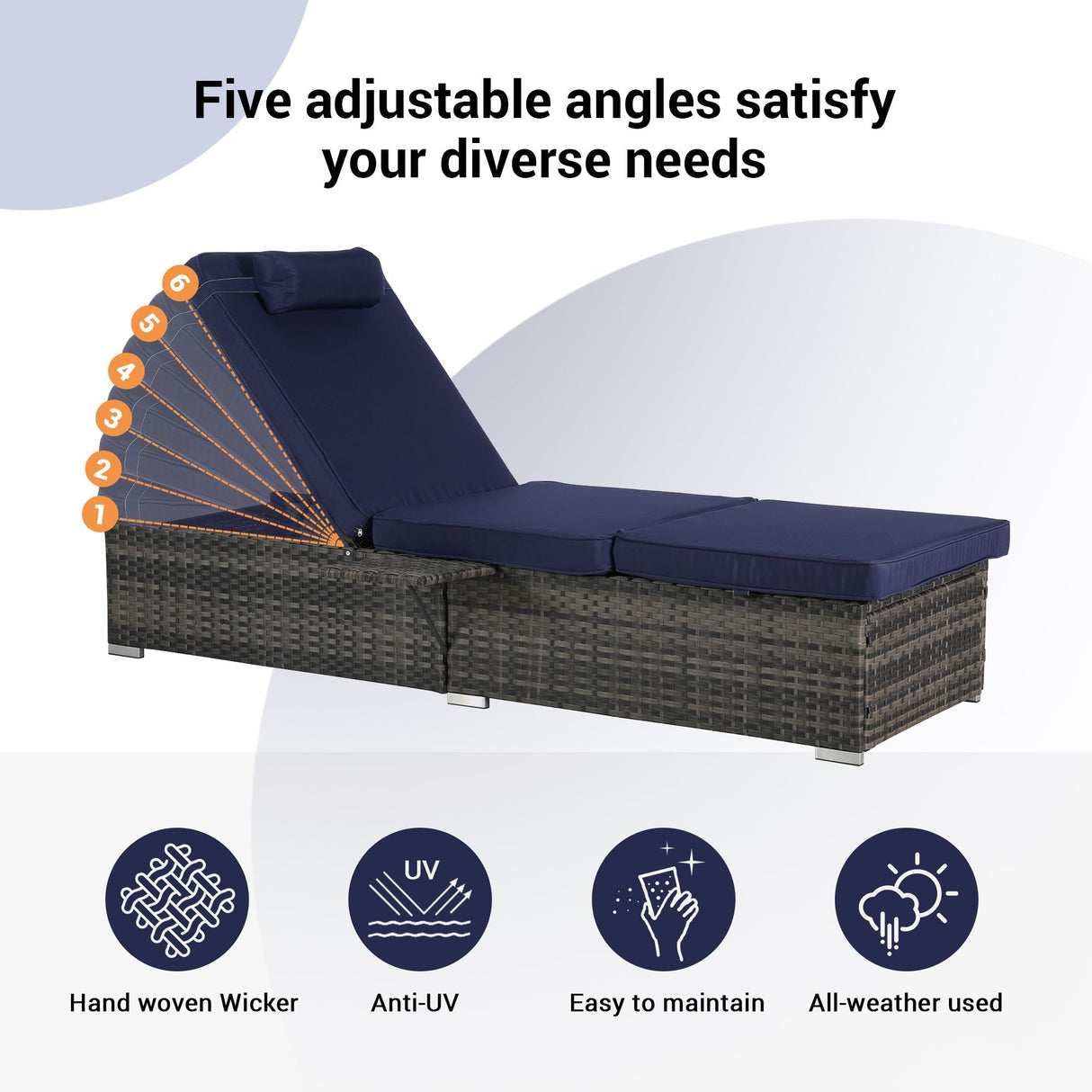 Outdoor Chaise Lounge Chair Set of 2 with Storage