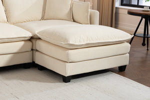 Modern 4-Seater Sectional Sofa with 2 Ottomans