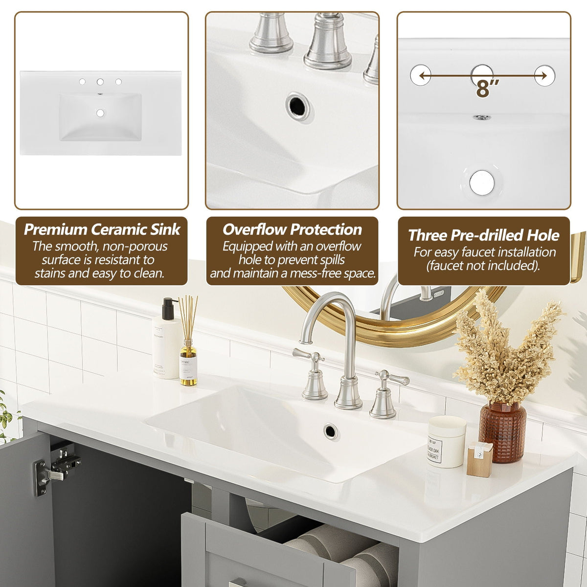Traditional Bathroom Vanity Set With Soft Close Doors